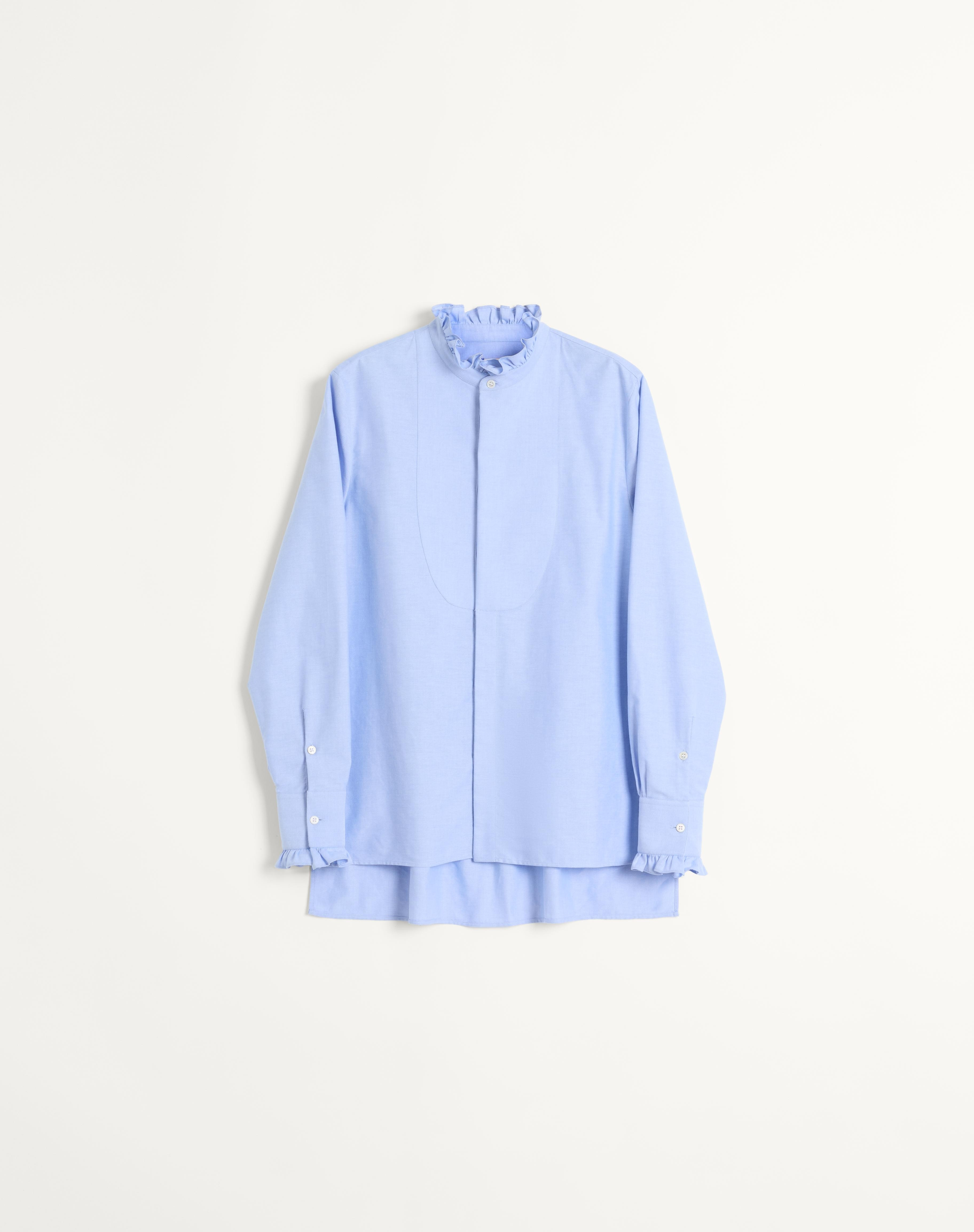 COTTON SHIRT WITH PLASTRON AND RUFFLES - 1