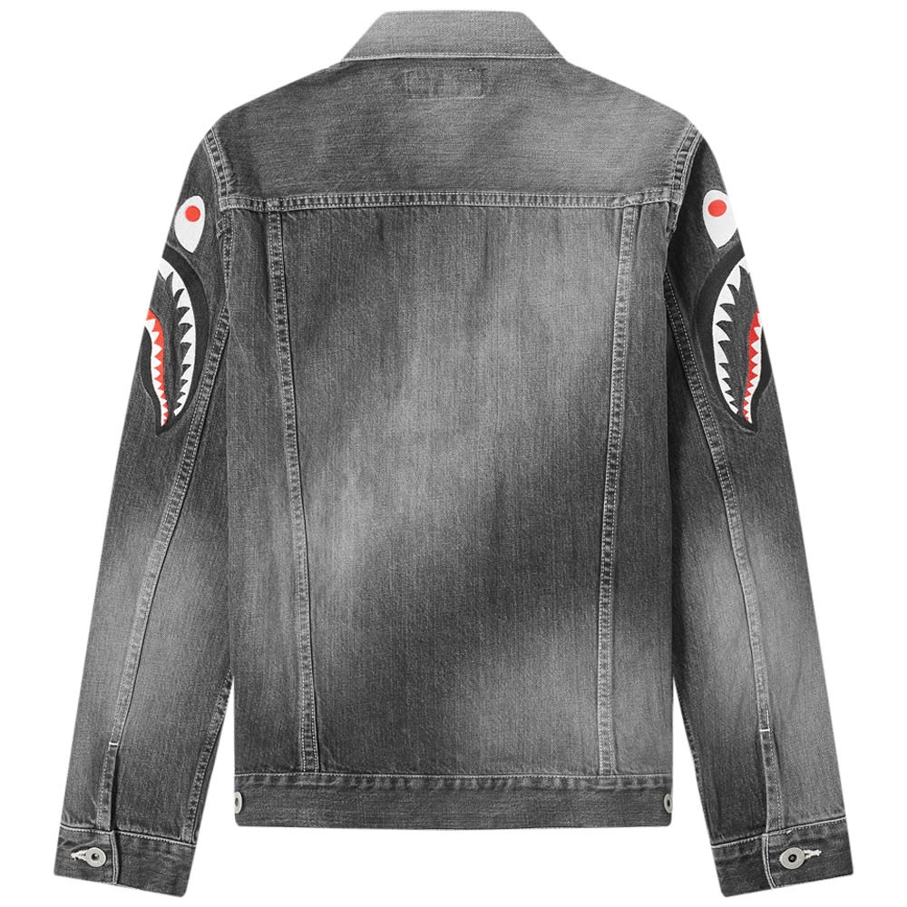 A Bathing Ape Shark Embroidery Denim Jacket - 2