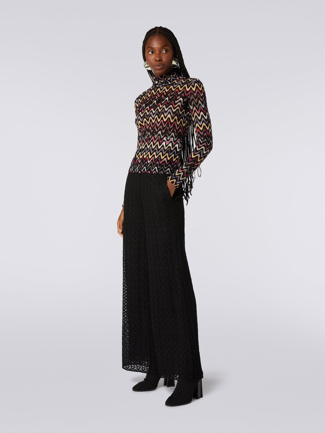 Palazzo pants in raschel knit wool and viscose - 3