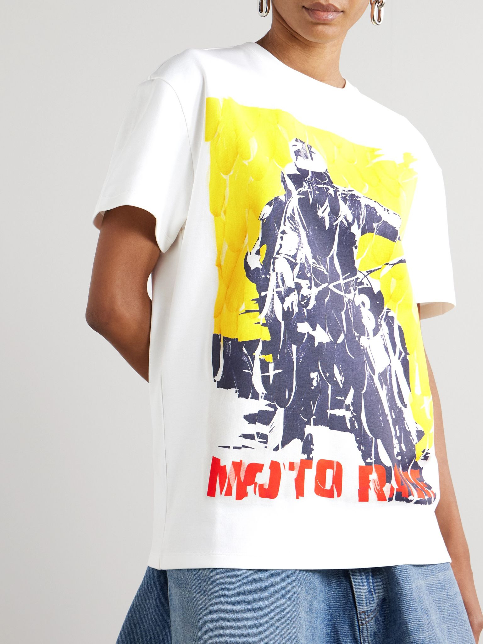Printed cotton-blend jersey T-shirt White - 3