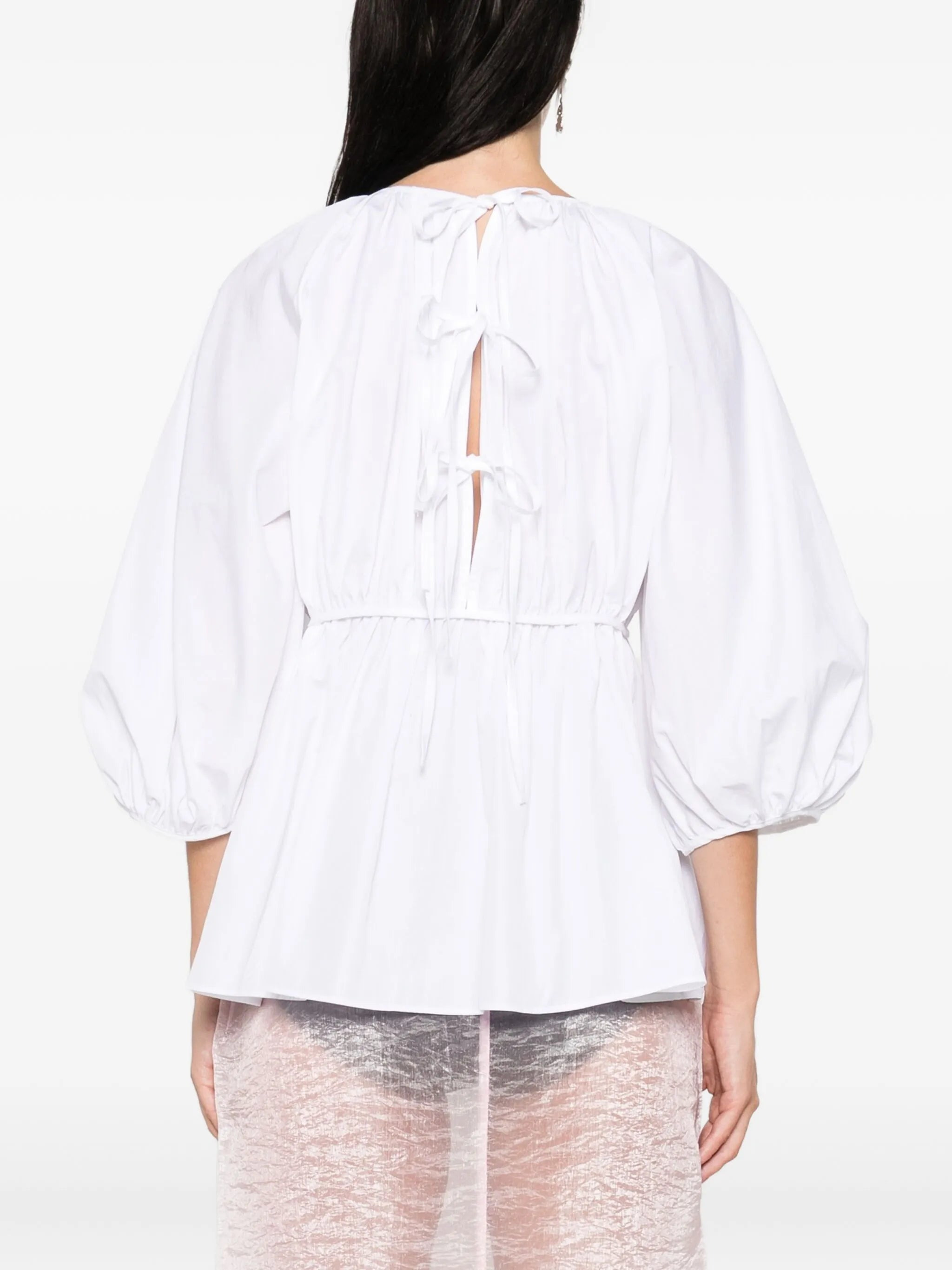 Cecilie Bahnsen Gathered-waist Puff-sleeve Top - 2