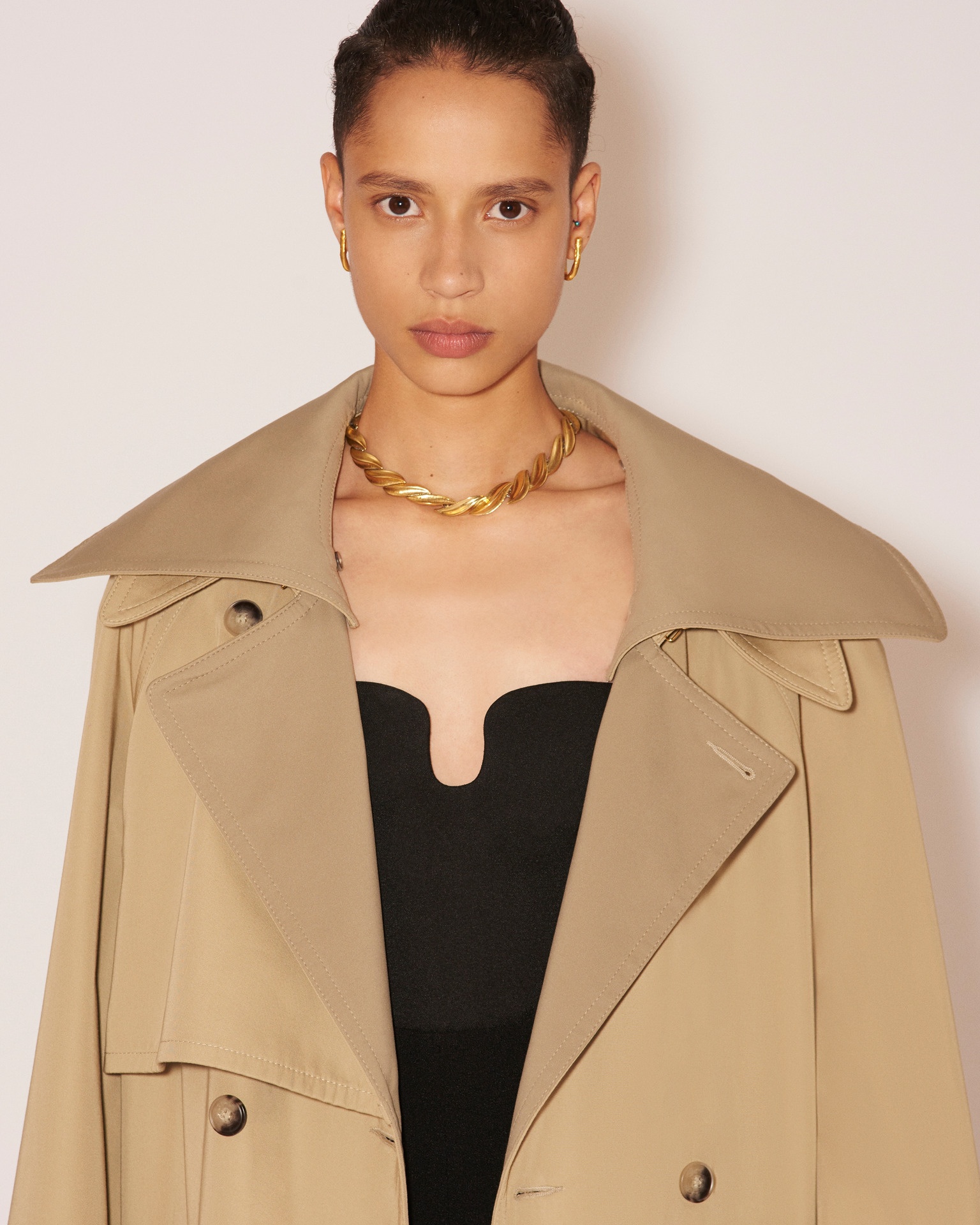 MANTAS - Bonded twill trench coat - Beige - 10