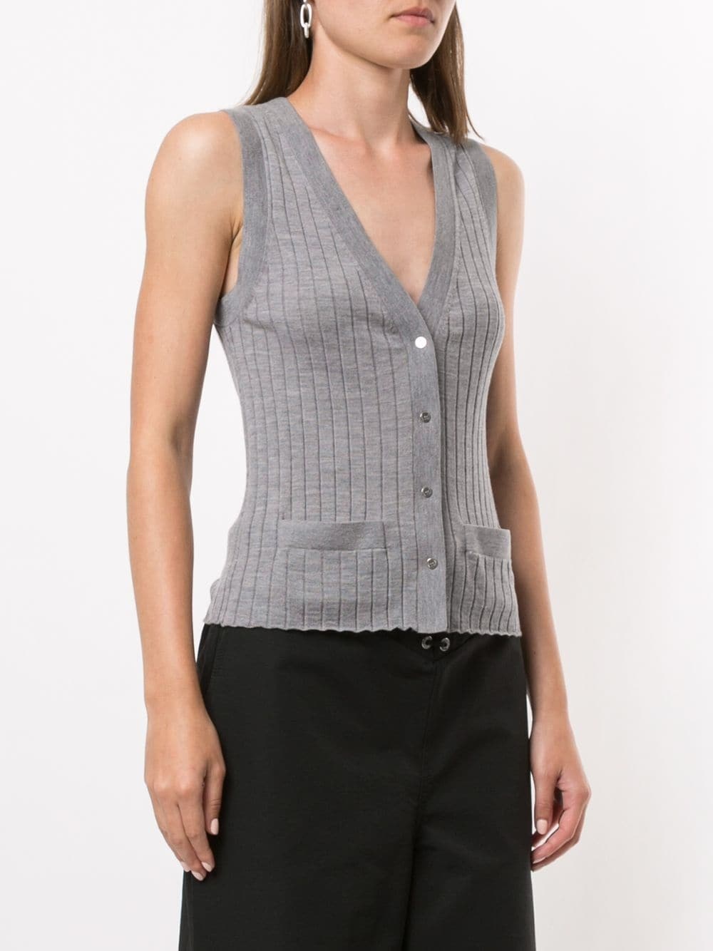 button-down knitted vest - 3