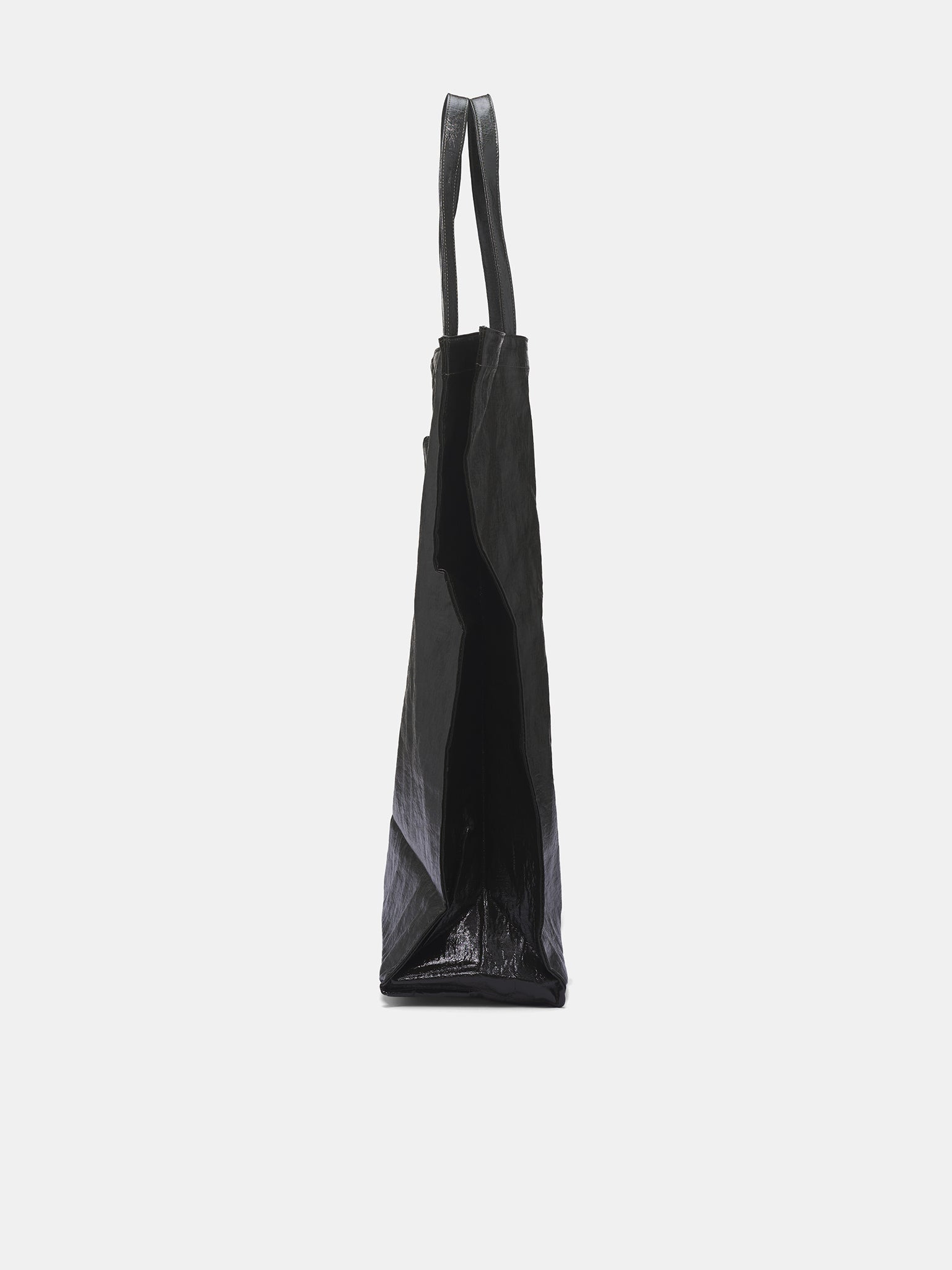 Black Coated Canvas Shopping Bag - 2