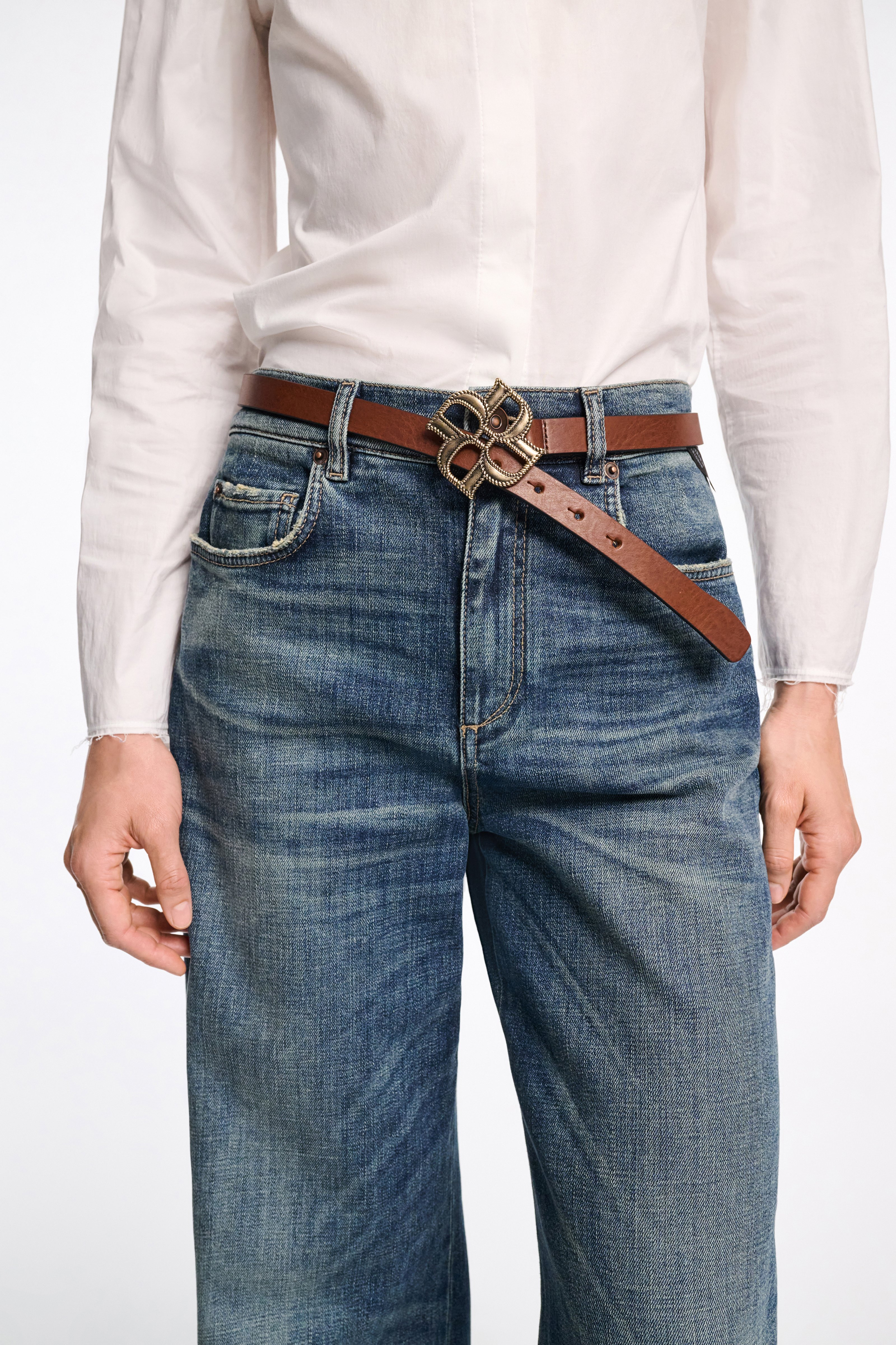 VINTAGE ROSE drose belt 2cm vintage cuoio - 3