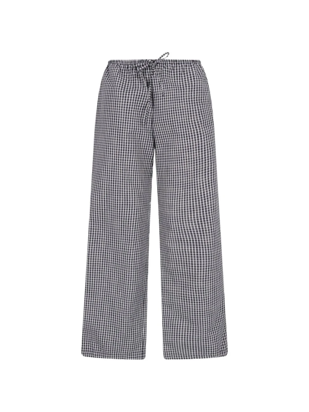 check-pattern drawstring trousers - 1