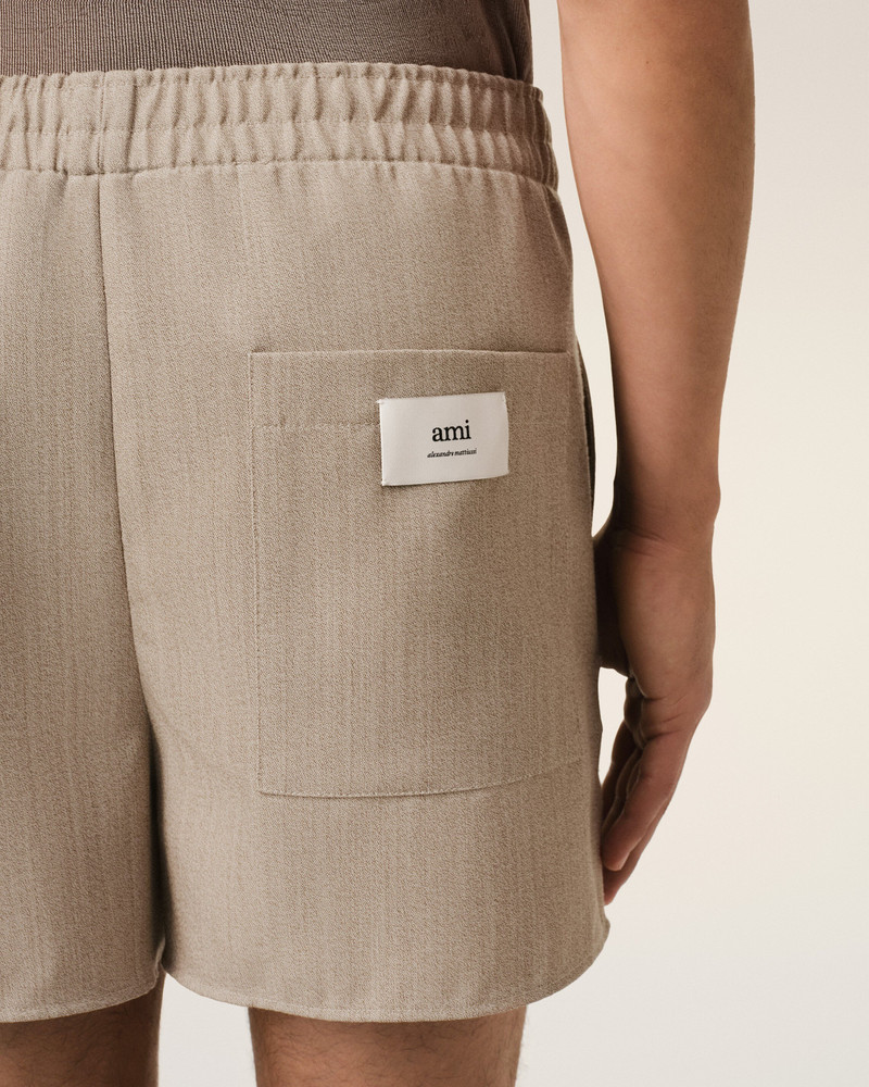 BEIGE WOOL ELASTICATED SHORT 5