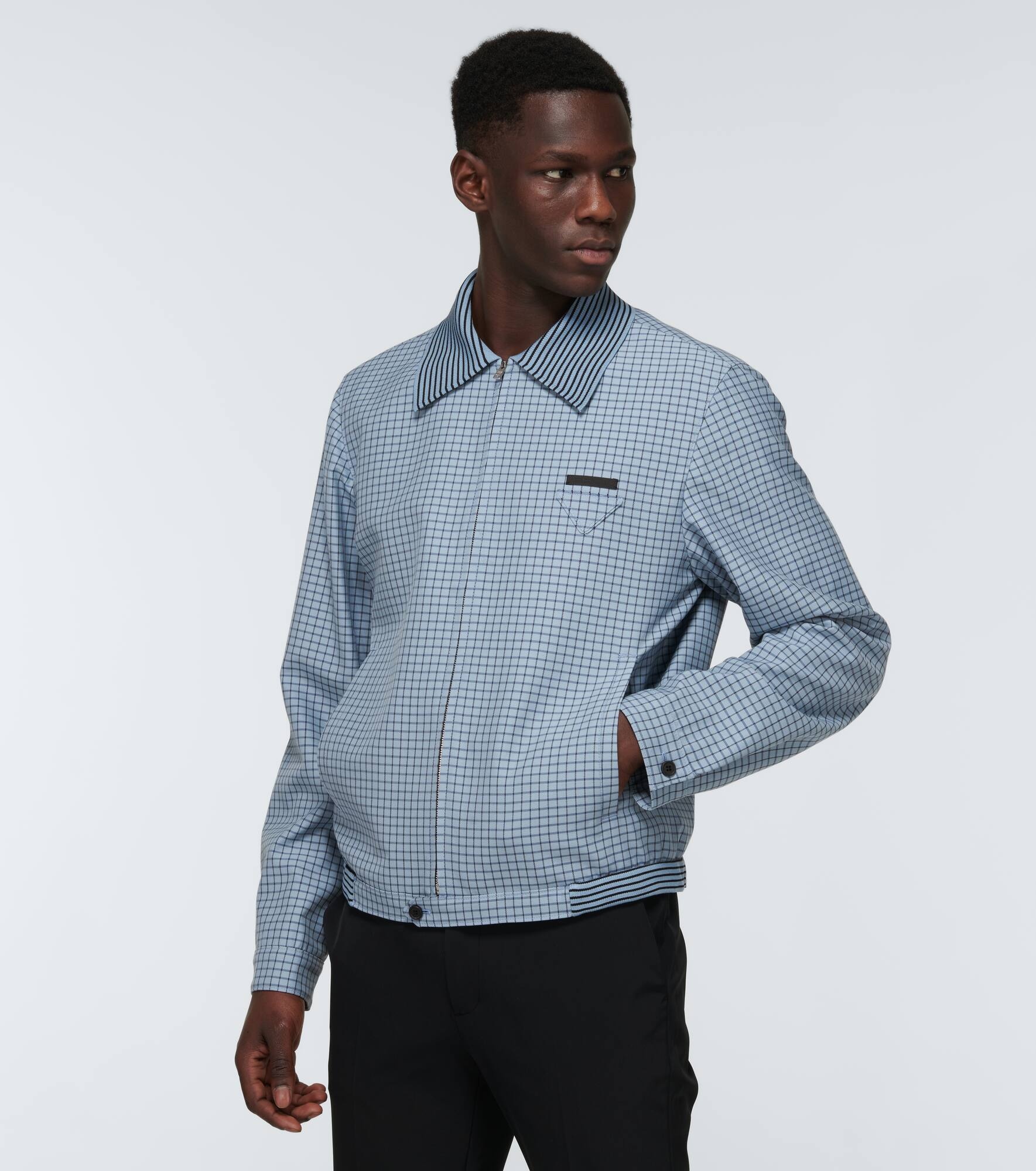 Wool checked blouson jacket - 3