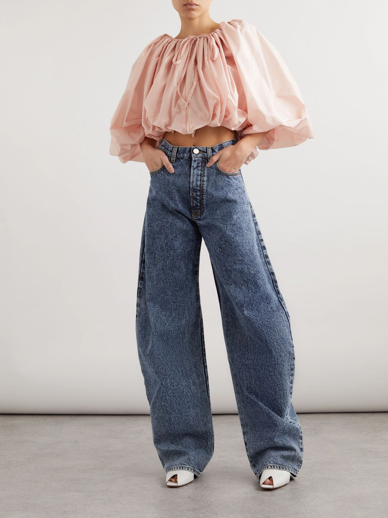 Alaïa Acid-wash high-rise barrel-leg jeans Blue outlook