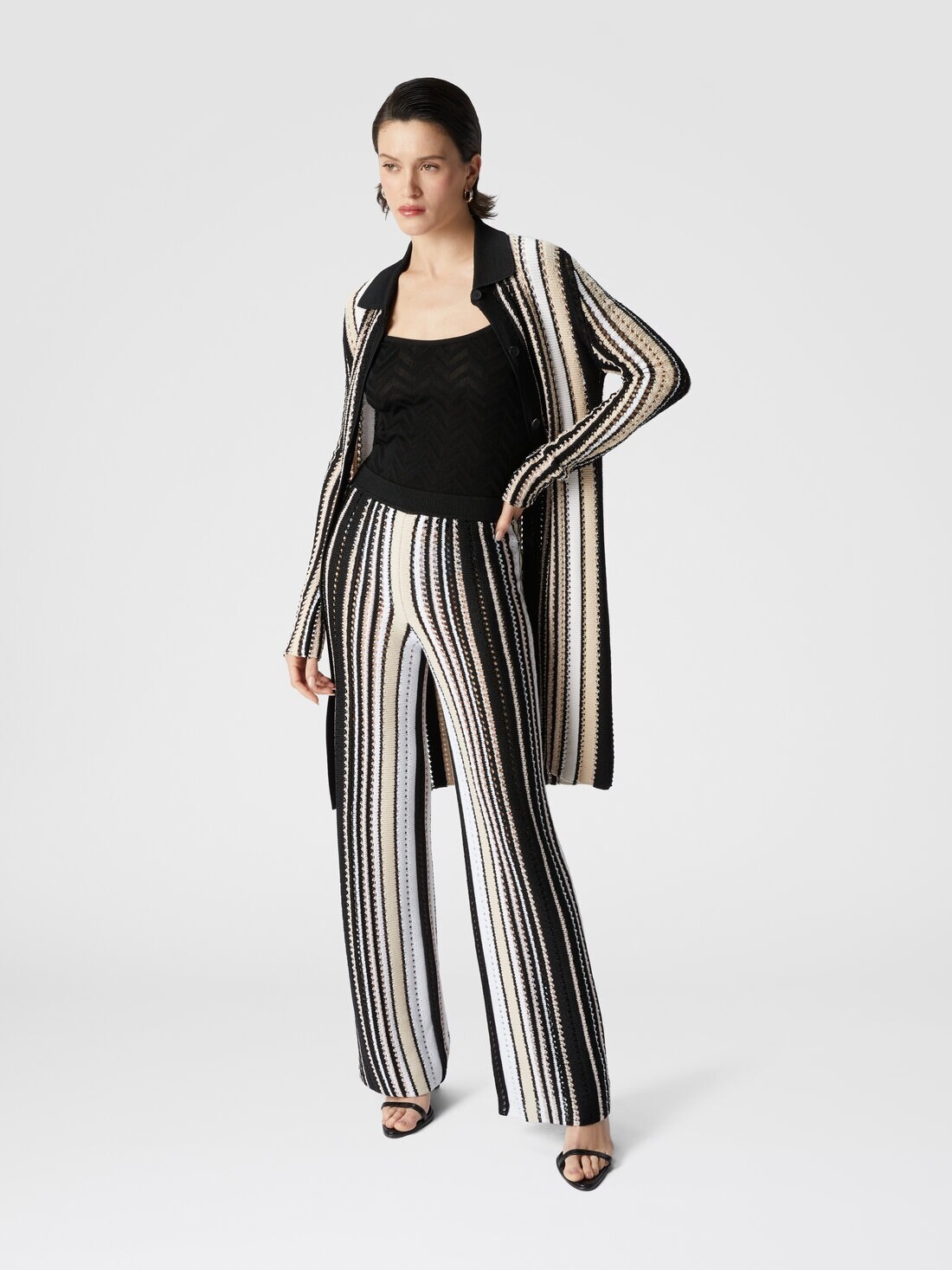 Straight trousers in striped crochet - 4