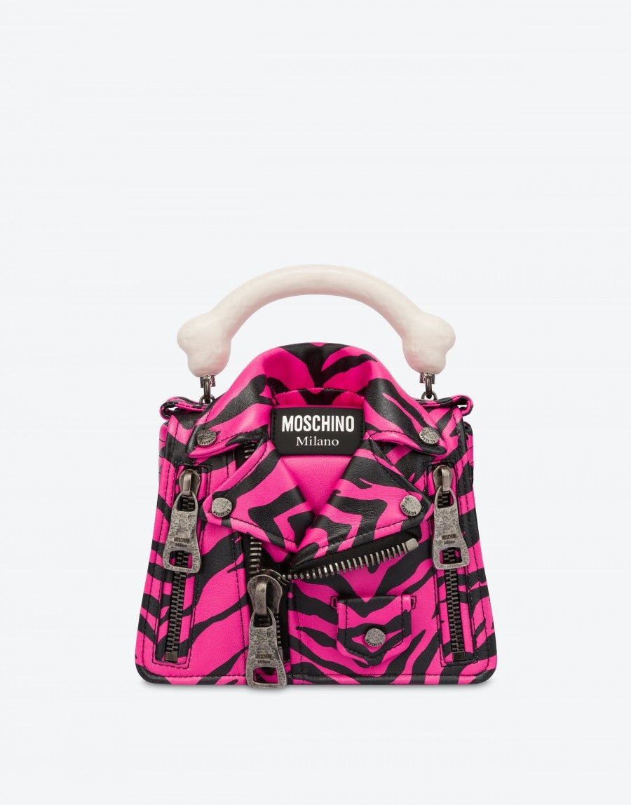 Moschino MOSCHINO X THE FLINTSTONES™ PRINTED NAPPA BIKER BAG