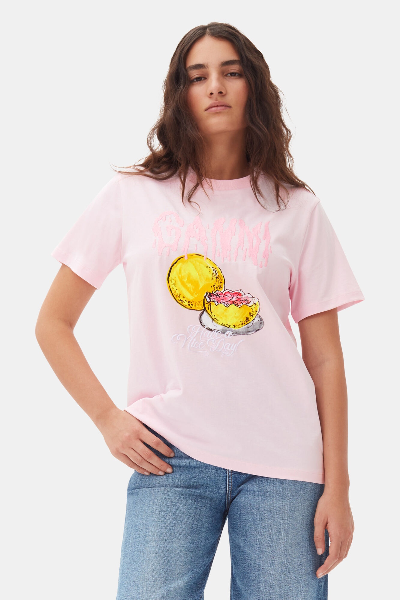 PINK BASIC JERSEY GRAPEFRUIT RELAXED T-SHIRT - 2