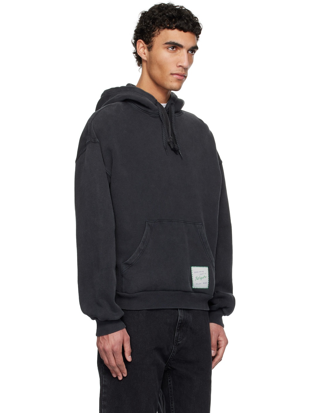 Black Patch Washed Hoodie - 2