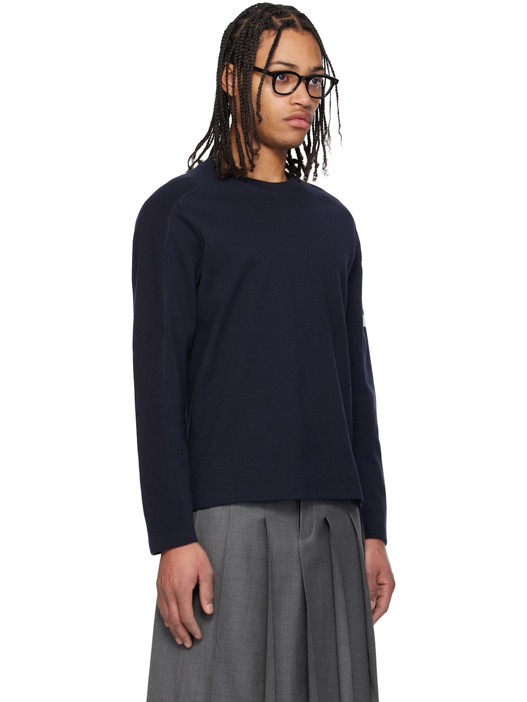 Navy Milano Cotton 4-Bar T-shirt - 2