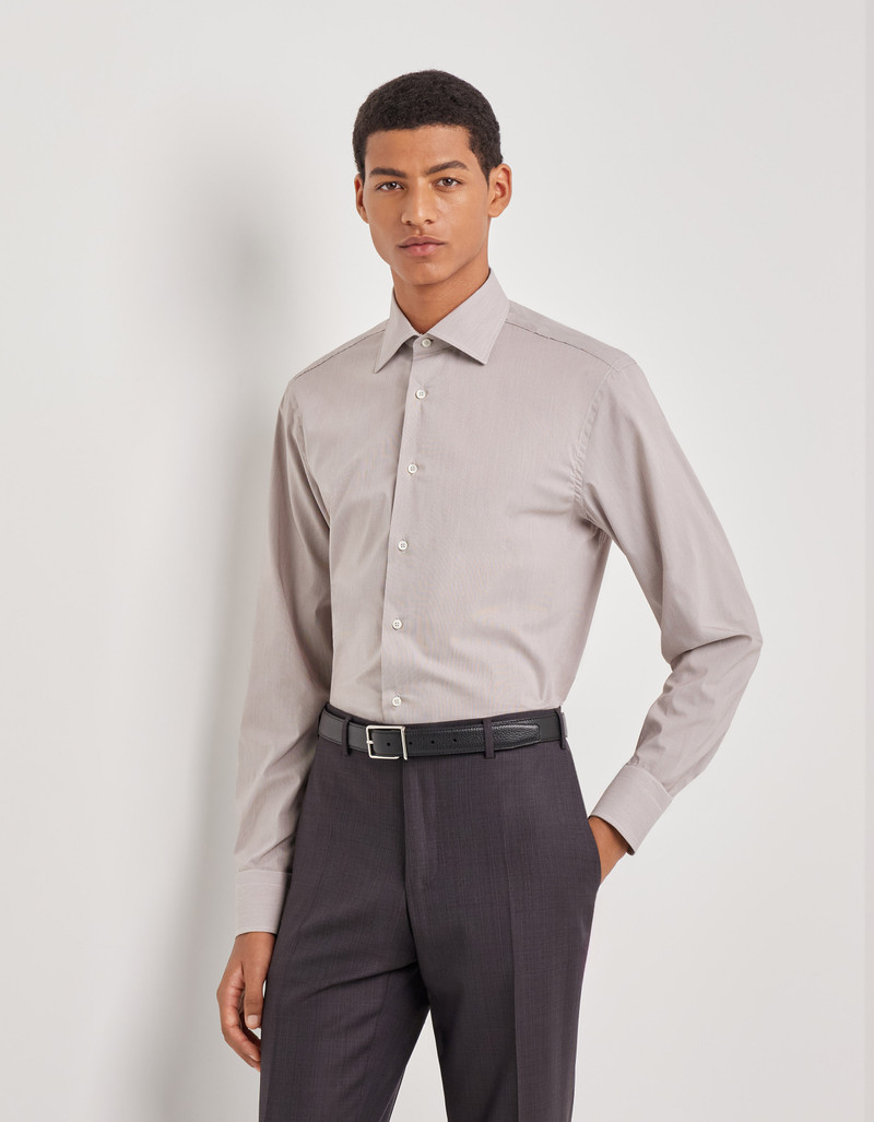 Canali BROWN REGULAR FIT STRETCH COTTON SHIRT outlook