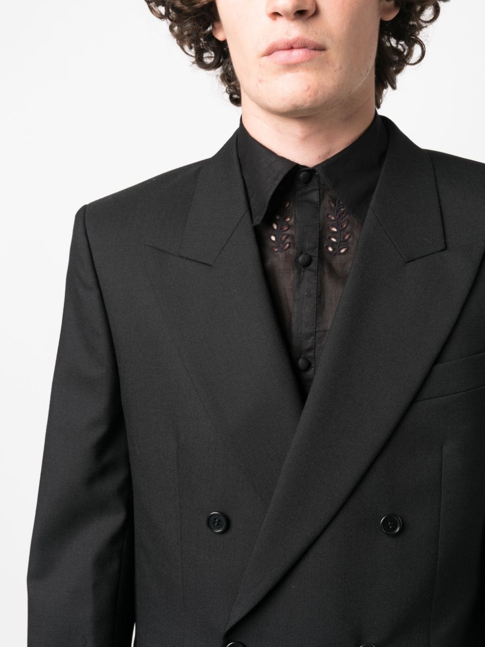 double-breasted wool blazer - 5