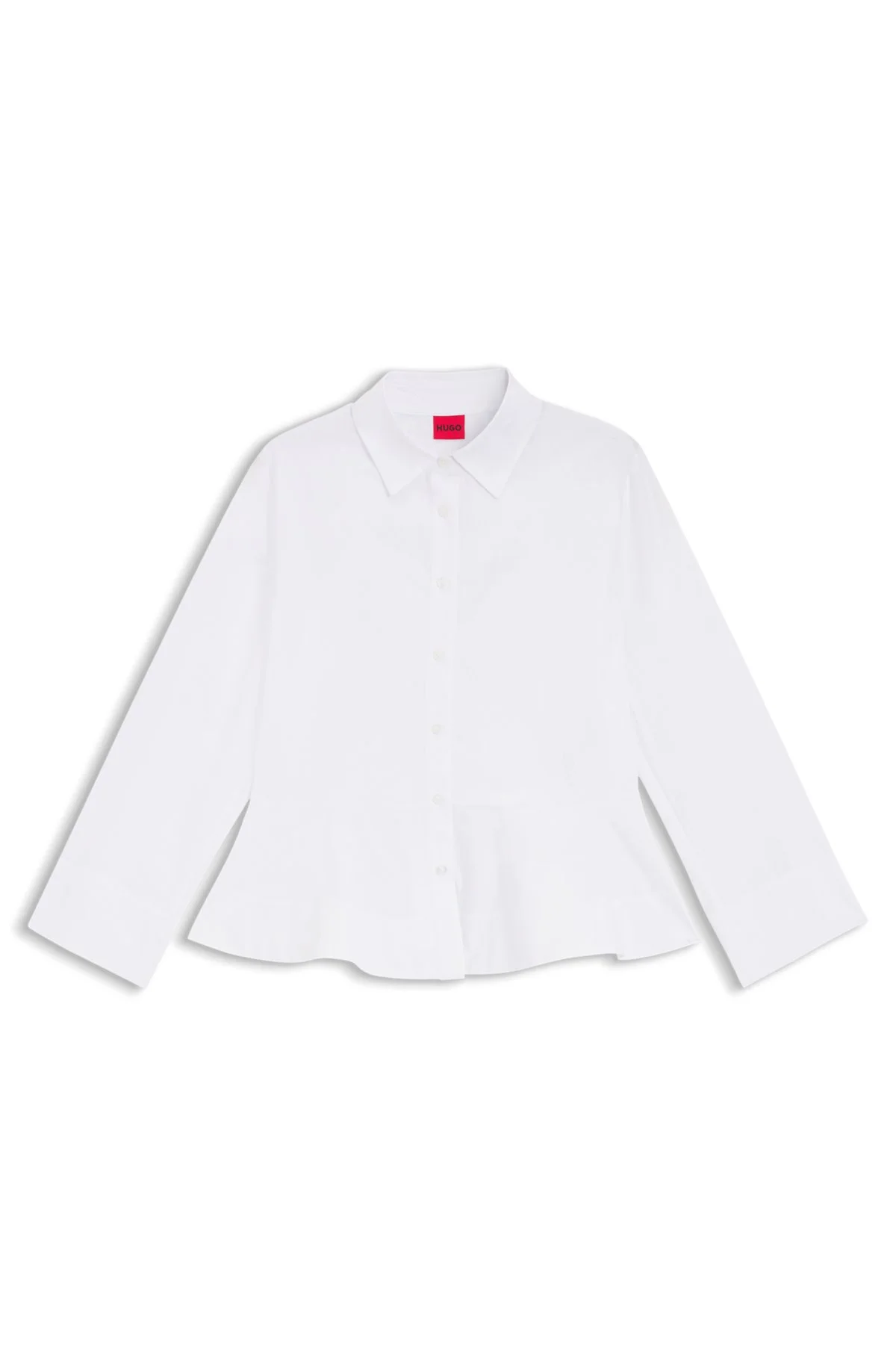 SLIM-FIT BLOUSE IN COTTON WITH PEPLUM HEM - 1