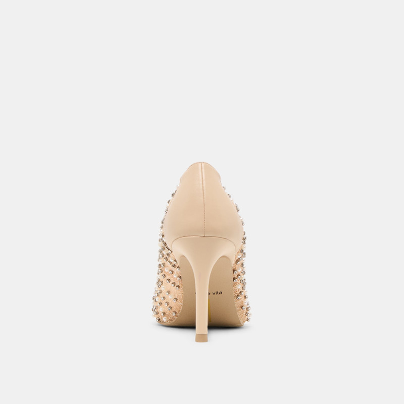KASHE PEARL HEELS BLUSH LACE MESH 7