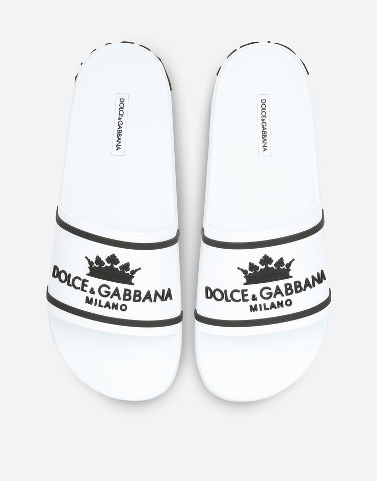 Rubber beachwear sliders with Dolce&Gabbana milano and crown - 4