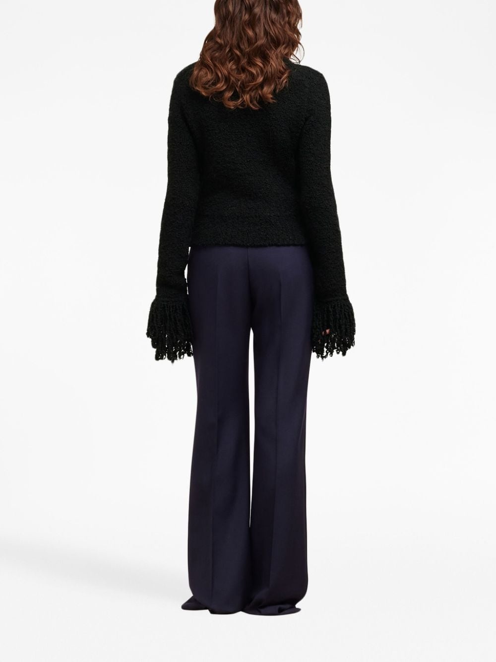 fringed-trim cropped jumper - 4