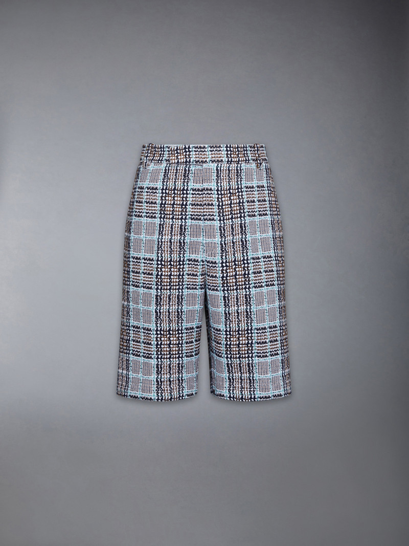 PLAID CHECK SUMMER TWEED UTILITY CHINO SHORTS 1