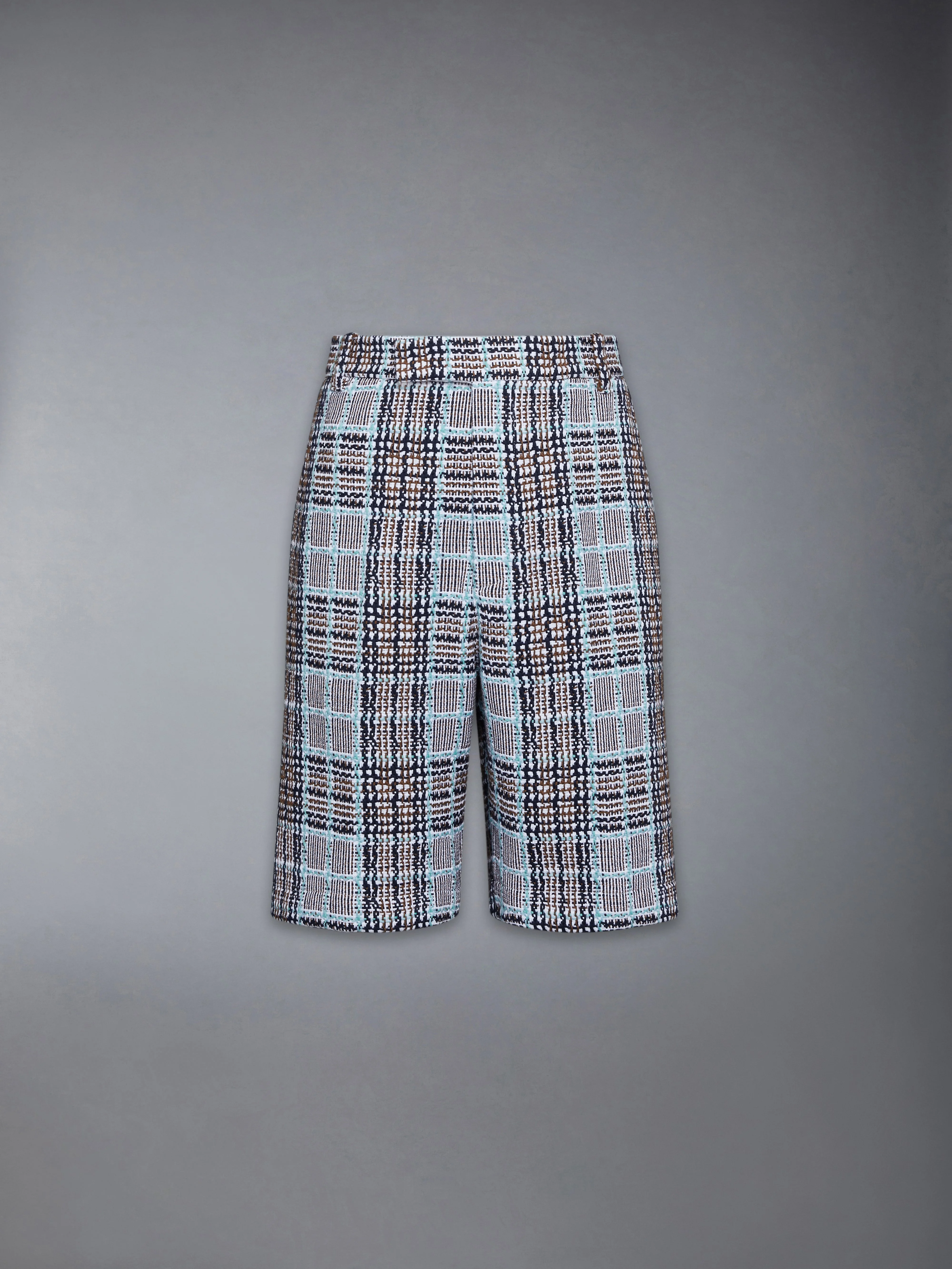 PLAID CHECK SUMMER TWEED UTILITY CHINO SHORTS - 1