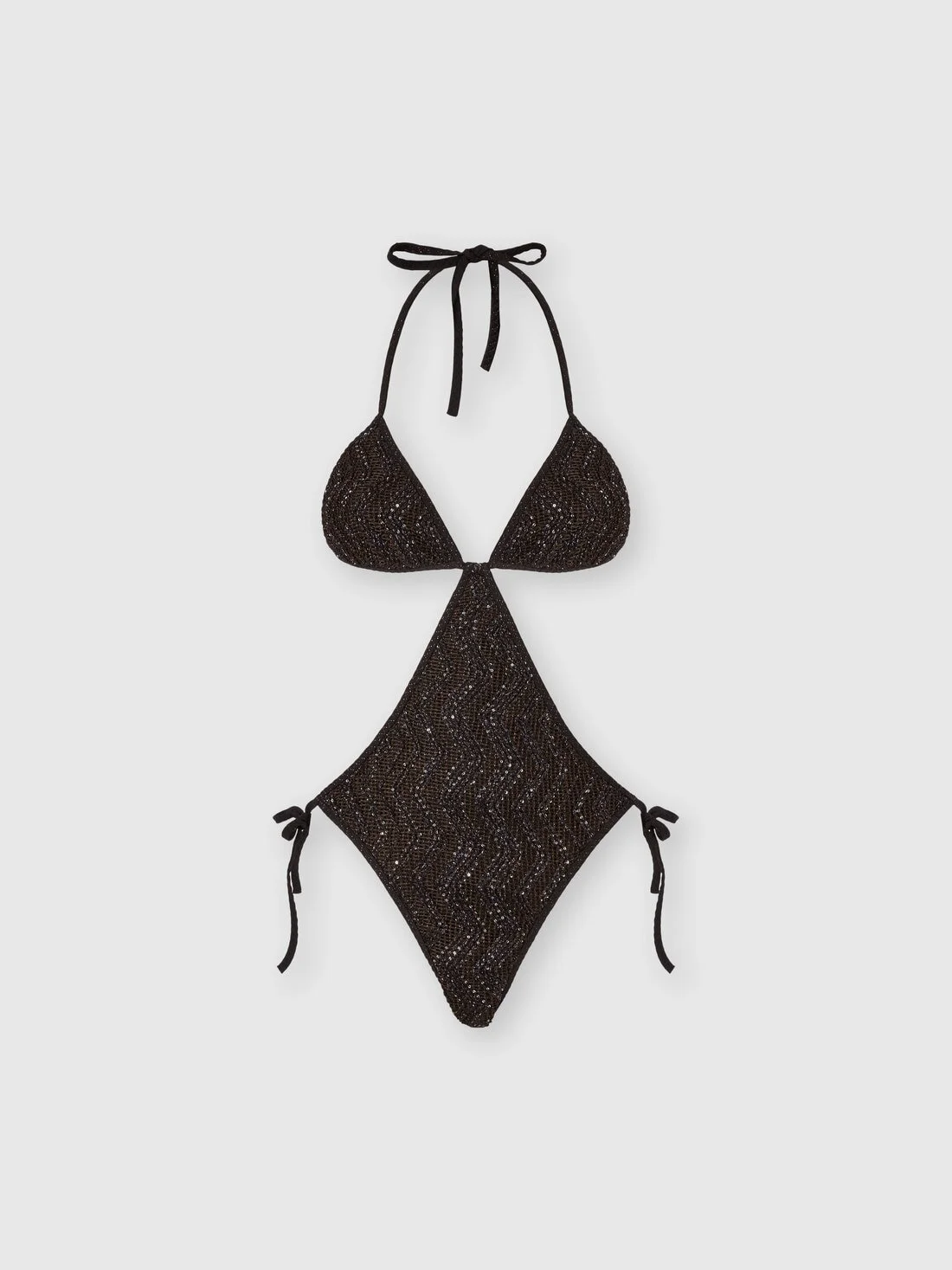 Zigzag mesh trikini with sequins - 1
