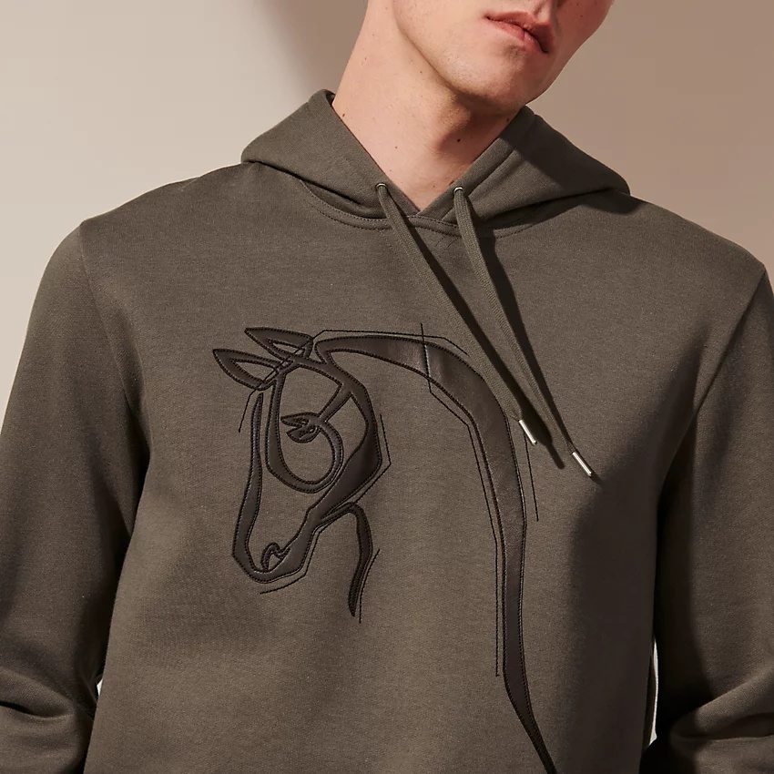Hooded sweater with leather detail - 4