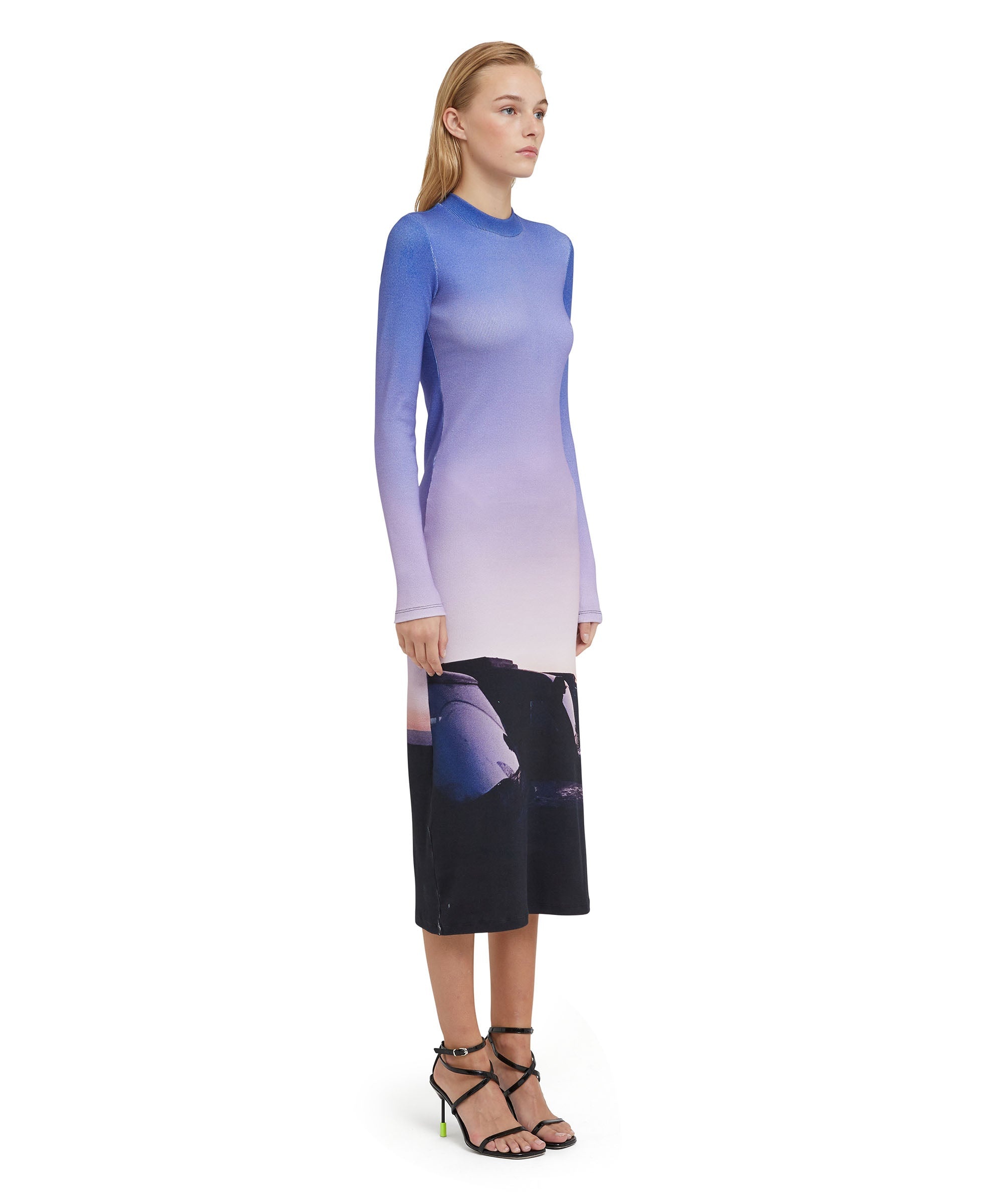 Ribbed jersey dress with "Tanzanian purple sky" print - 4