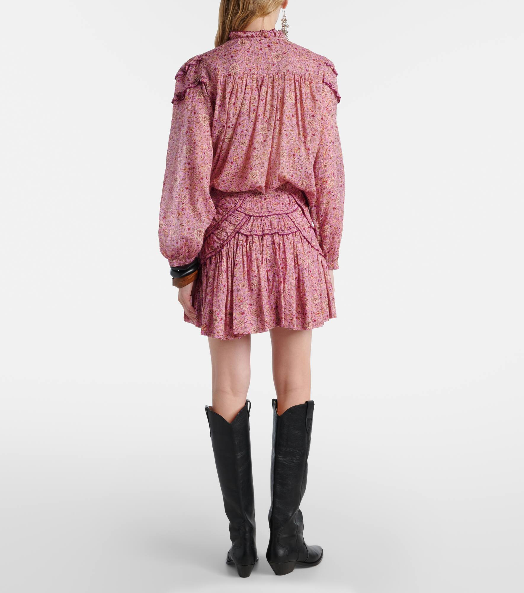 Ceola printed ruffled cotton skirt - 3
