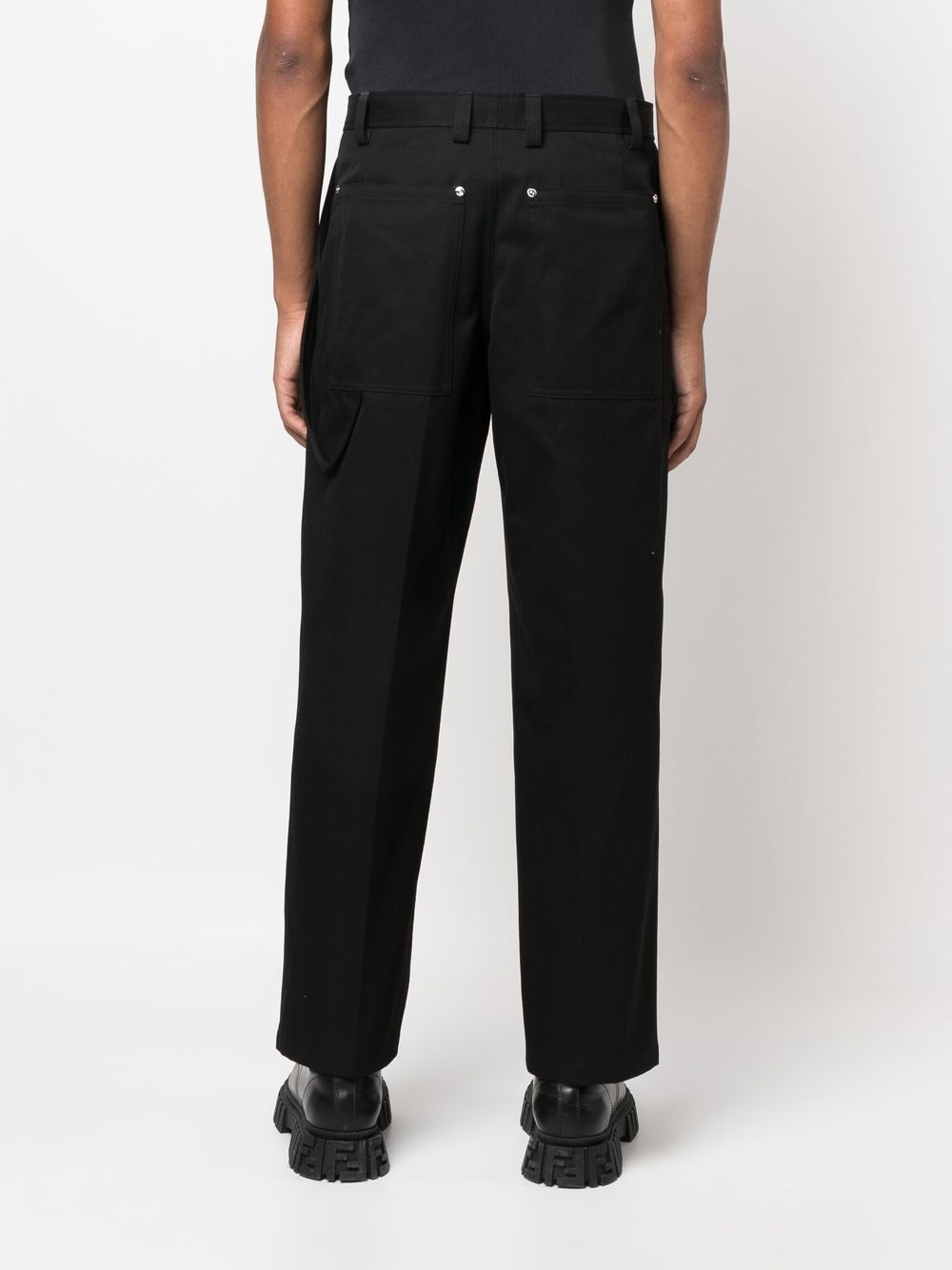 mid-rise cotton wide-leg trousers - 4