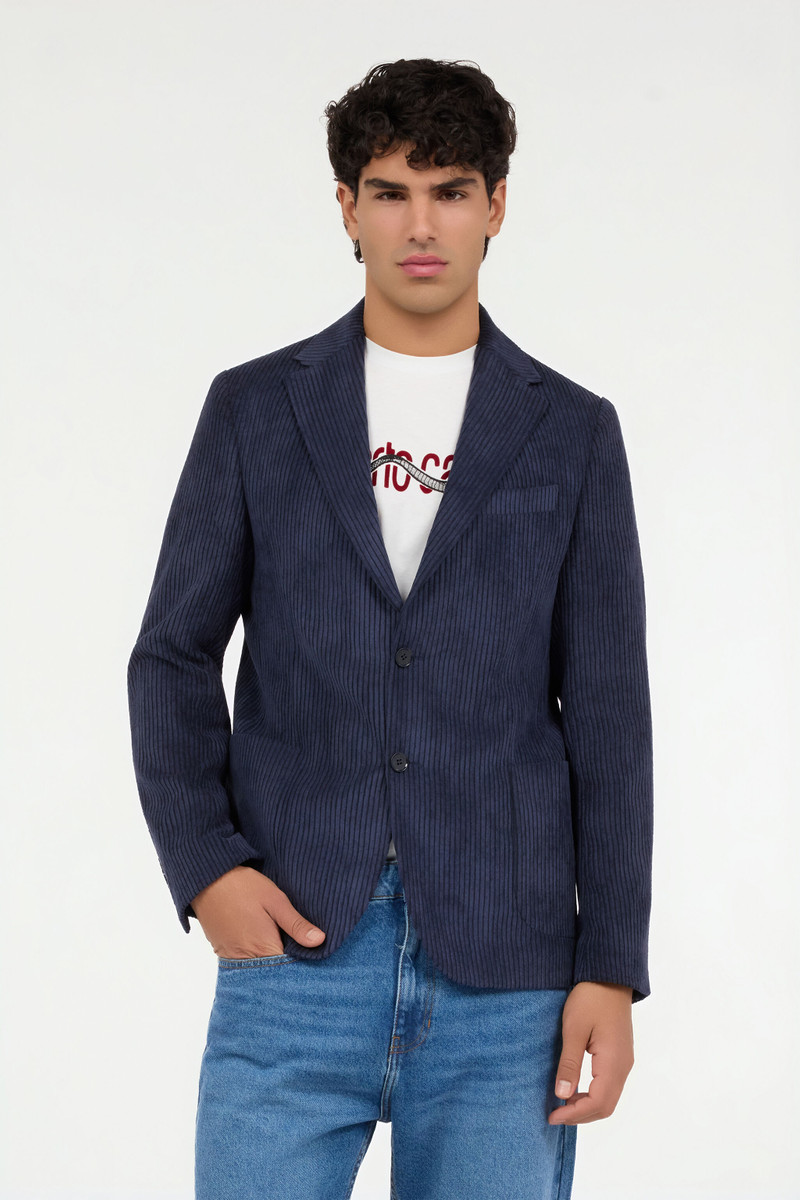 Navy Blue Ribbed Jacket 3