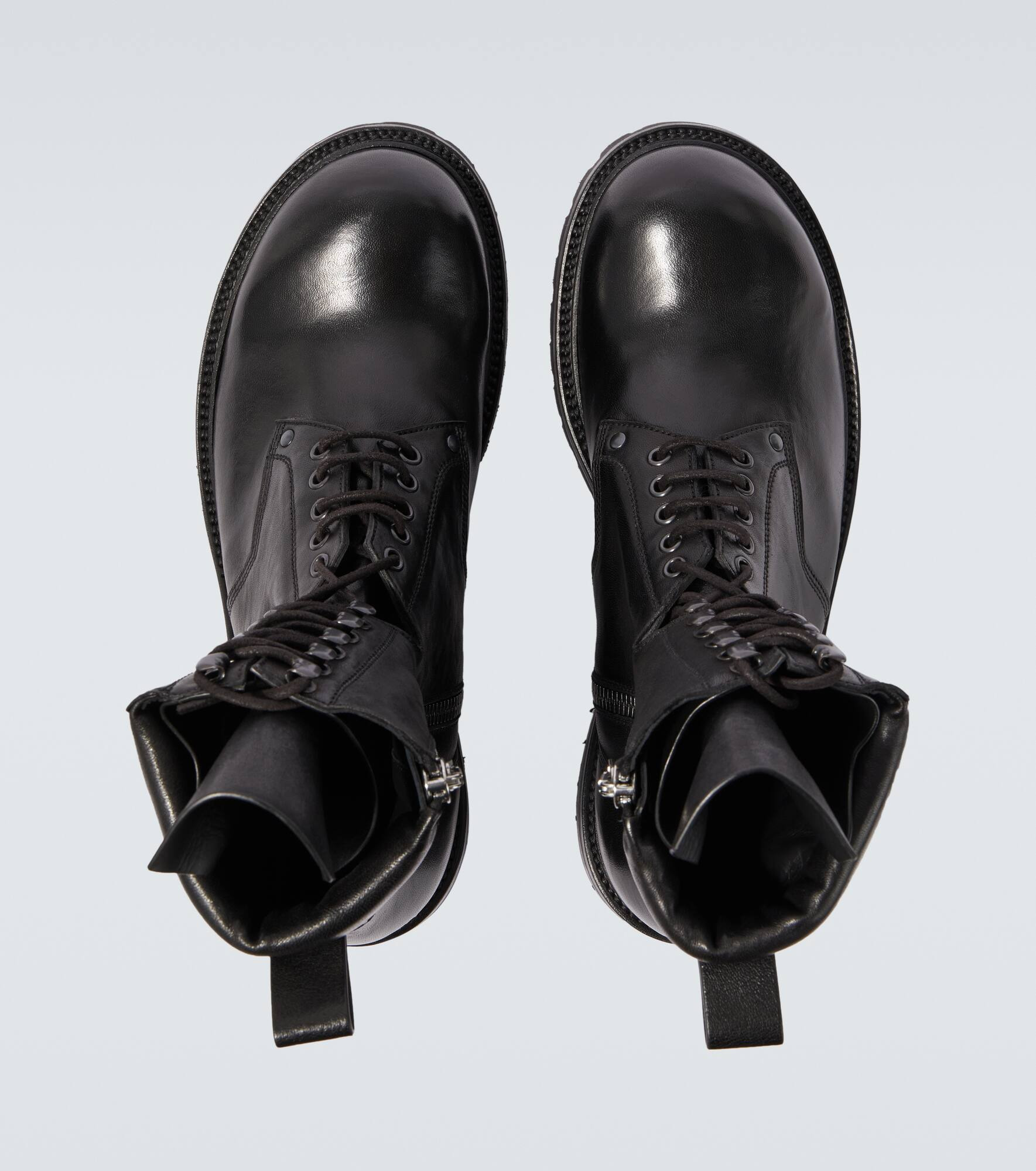 Leather combat boots - 4