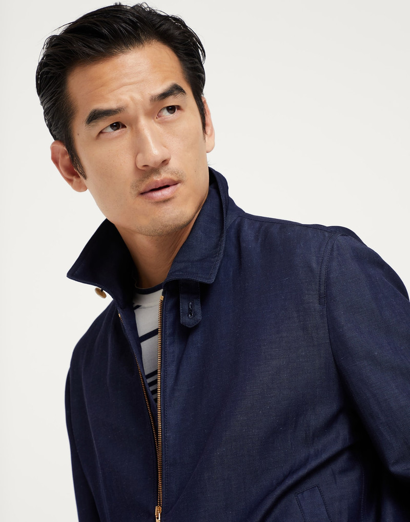 Wool and linen denim-effect twill outerwear jacket 3