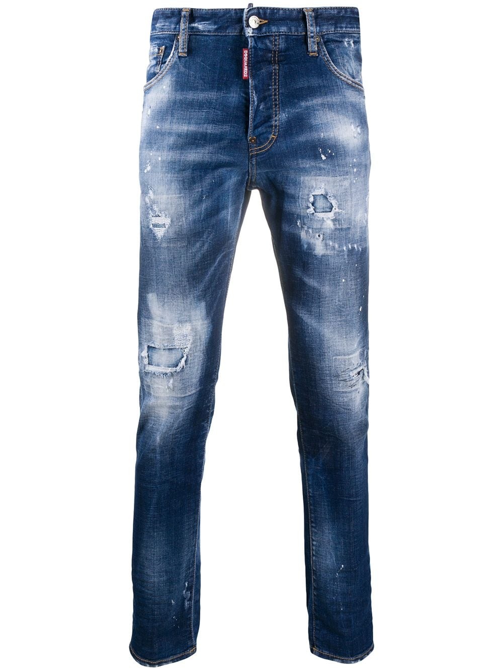 slim fit mid-rise paint splatter jeans - 1