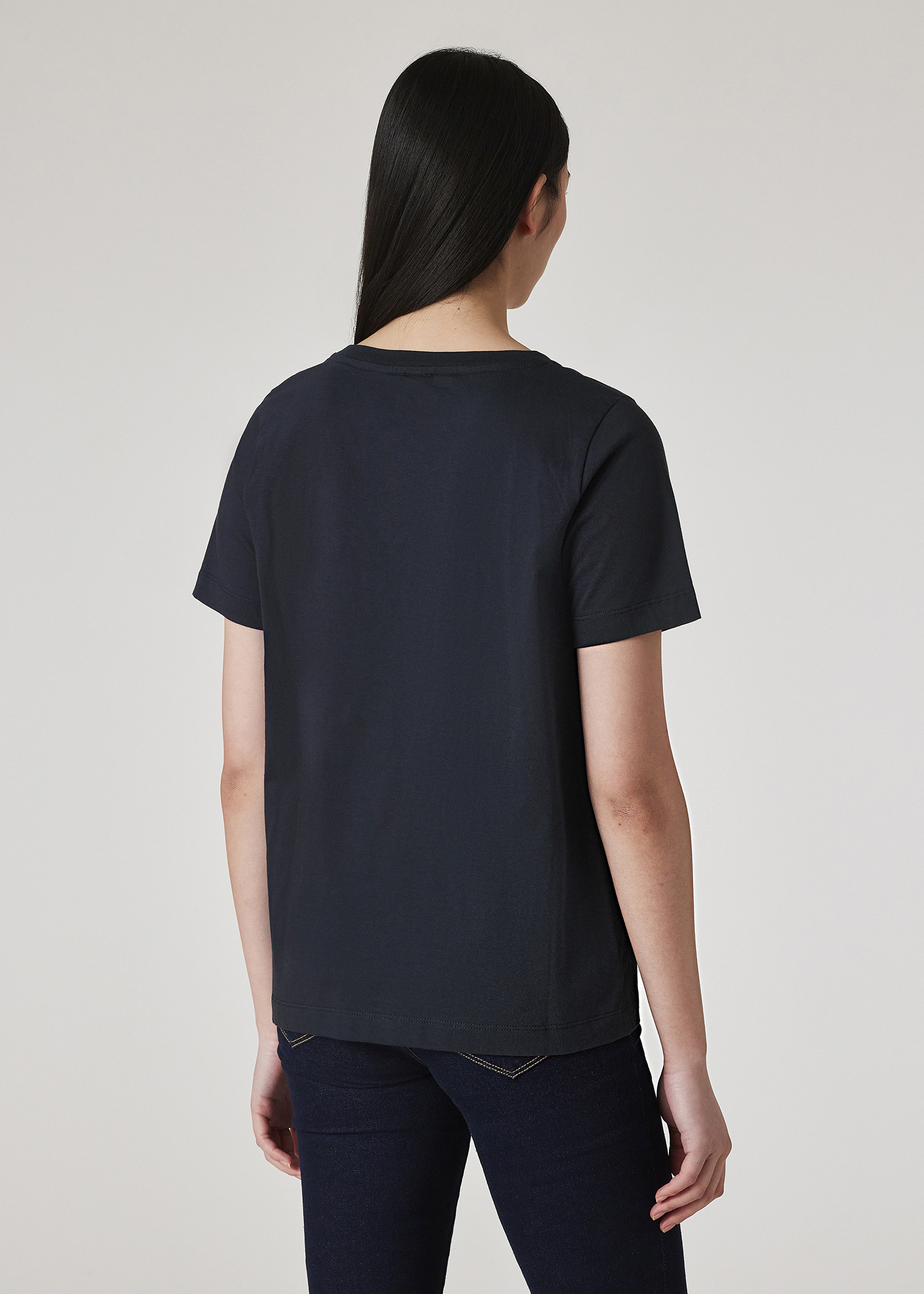 Women's Navy Blue V-Neck Zebra T-Shirt - 4