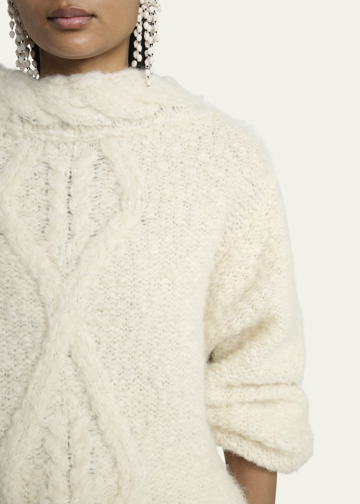 Romane Irish Funnel-Neck Alpaca Sweater - 5
