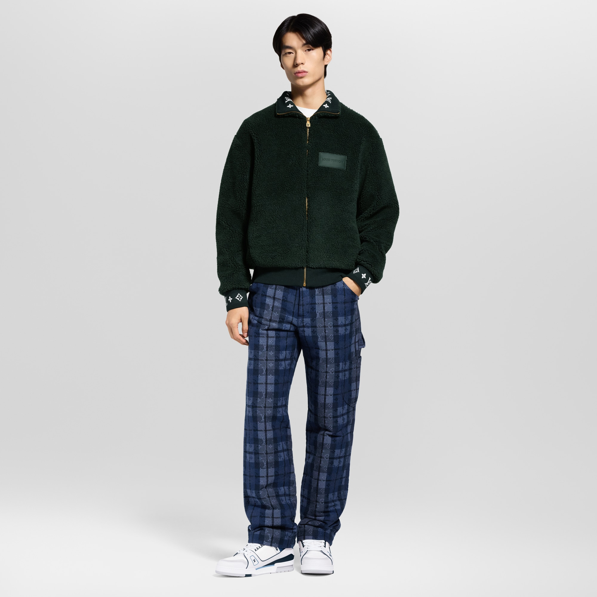 Leather Patch Fleece Blouson - 3