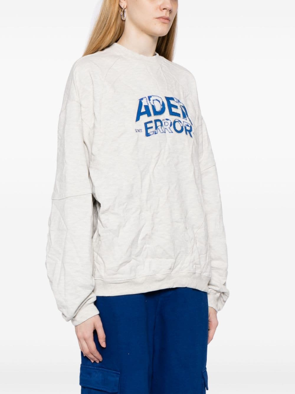 Edca logo-appliquÃ© crinkled sweatshirt - 3
