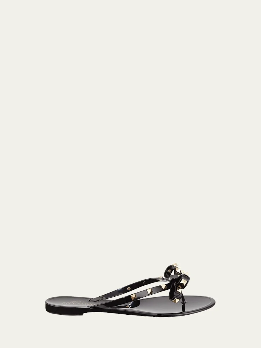 Rockstud PVC Flat Thong Sandals - 1