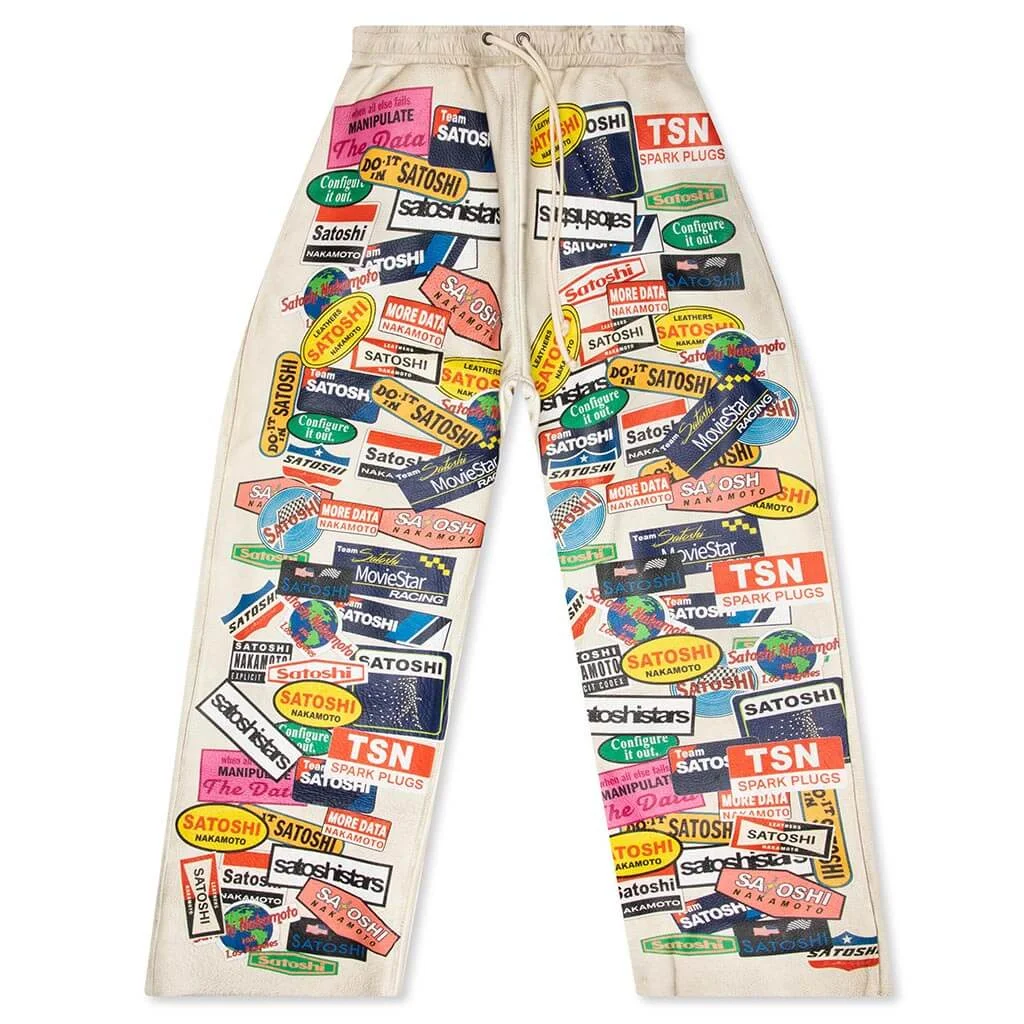CODEX PRINT LEATHER PANT - WHITE - 1