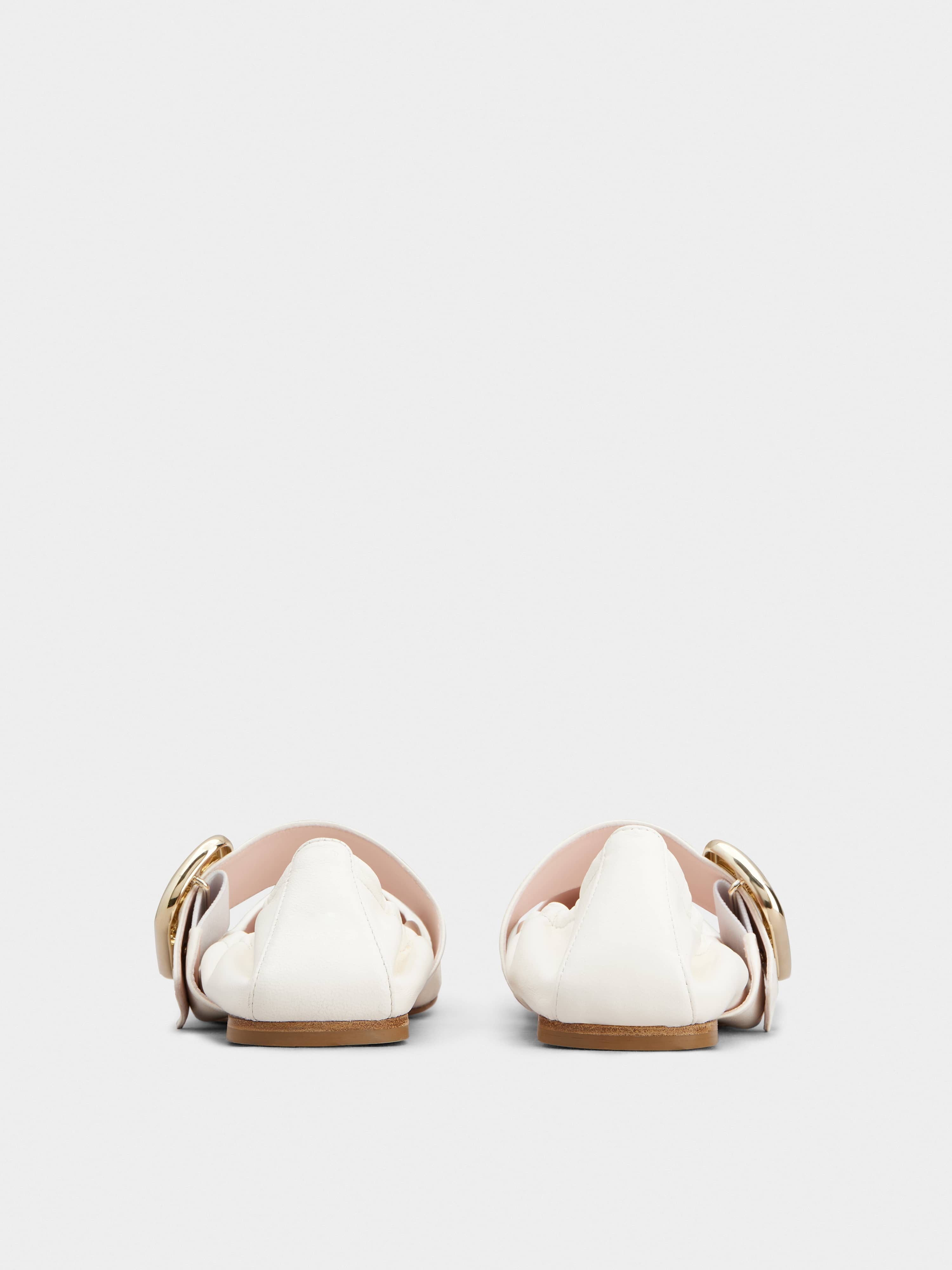 Viv' Choc Metal Buckle Babies Ballerinas in Leather - 5
