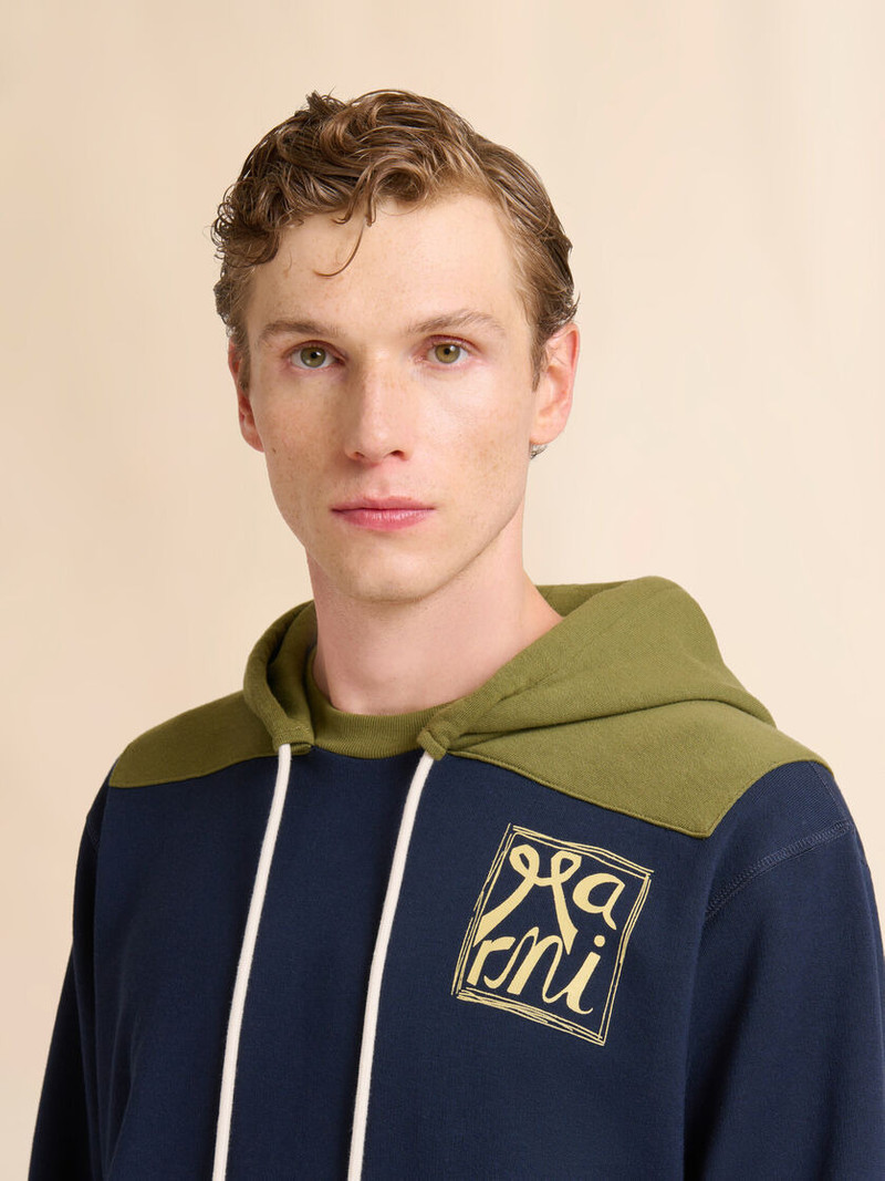 DEEP BLUE COTTON SWEATSHIRT WITH CONTRAST ACCENTS 4