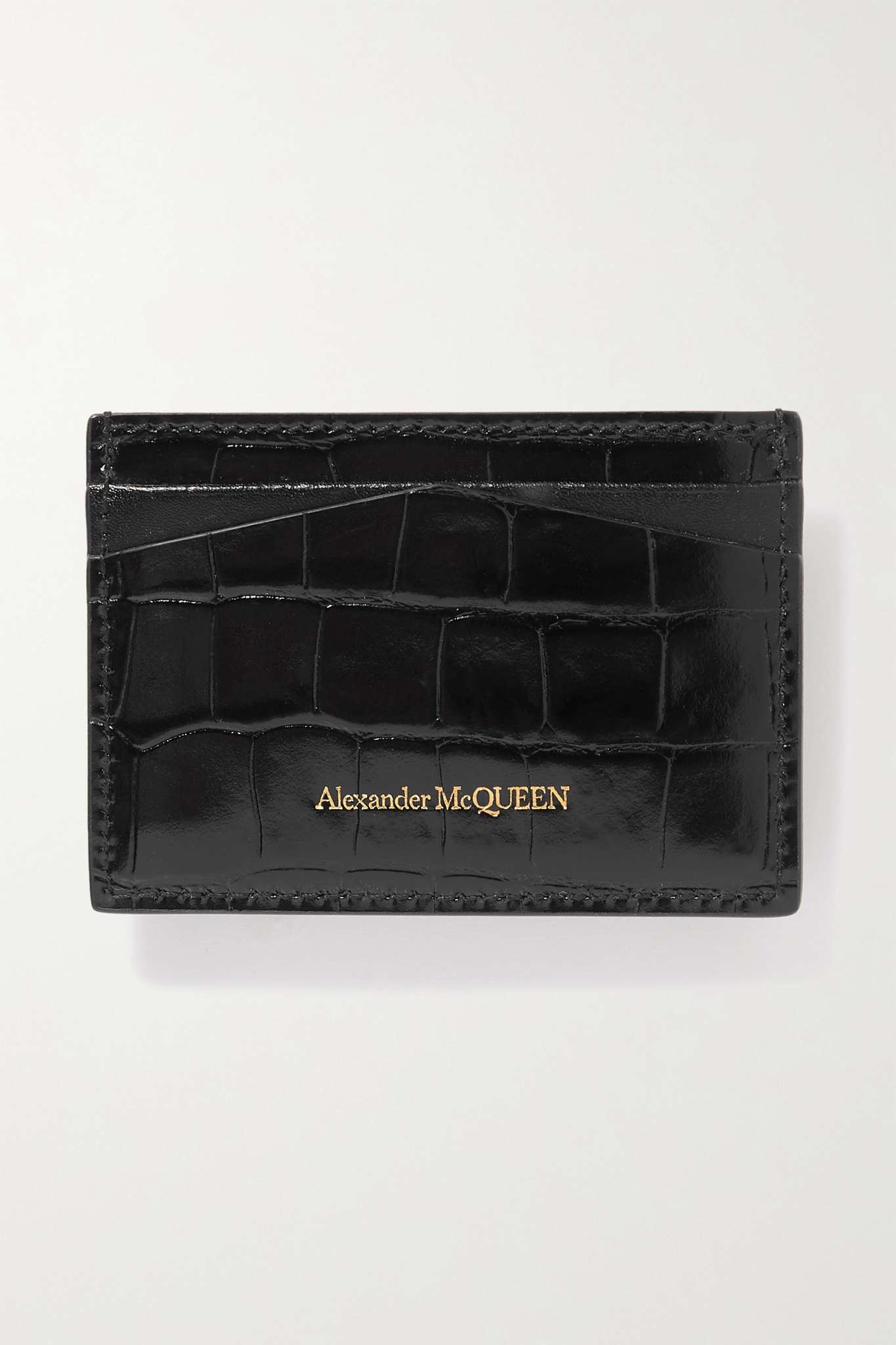 Skull croc-effect leather cardholder - 2