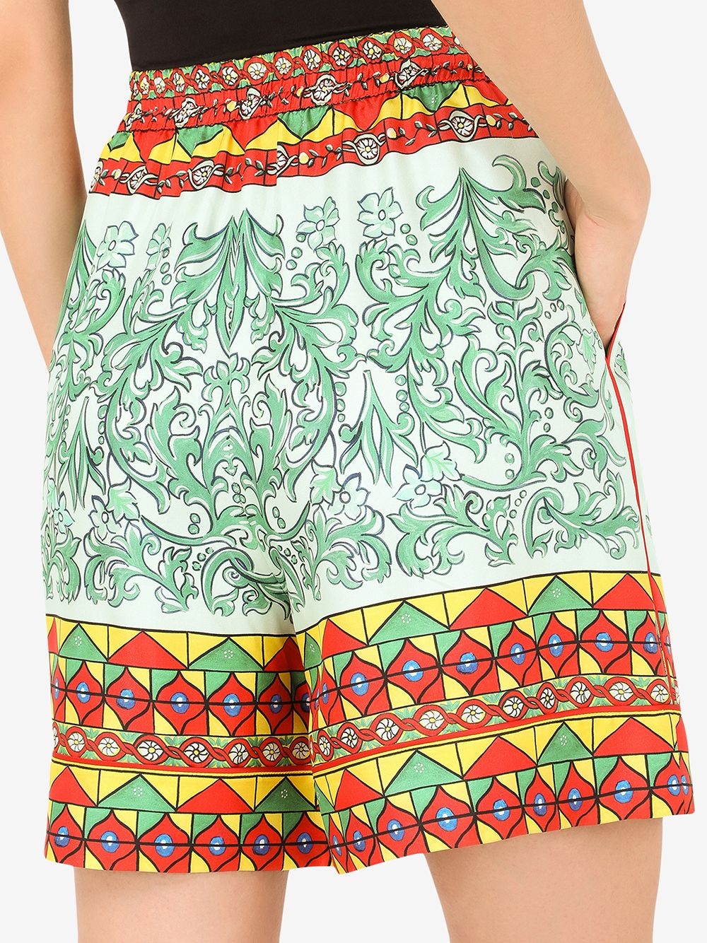 high-waisted geometric-print shorts - 5