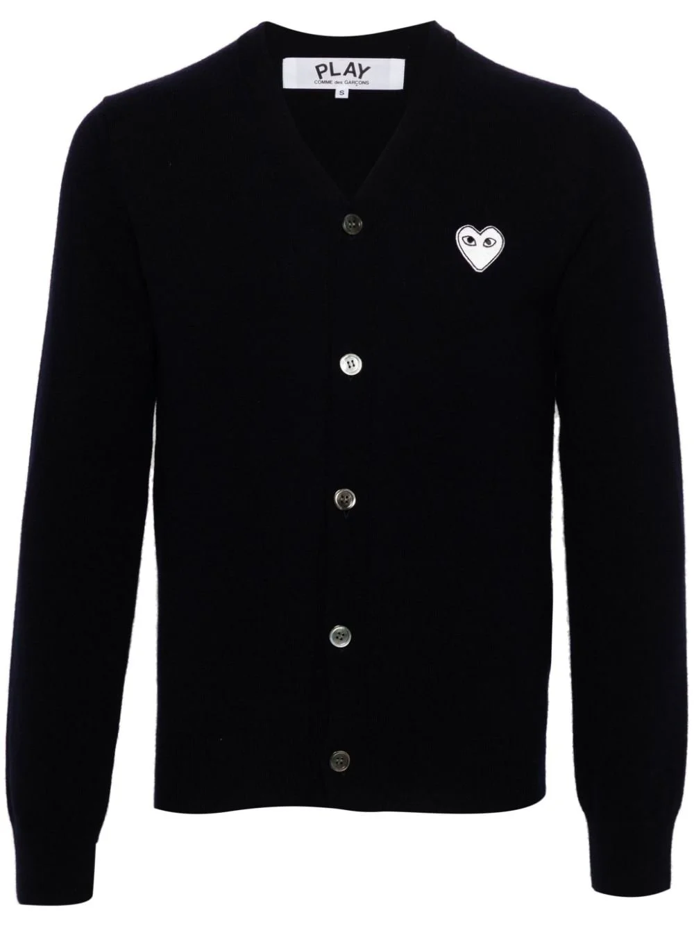 Heart-patch wool cardigan - 1