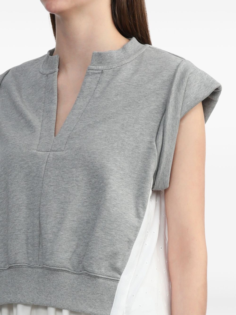 layered jersey-panel midi dress - 5