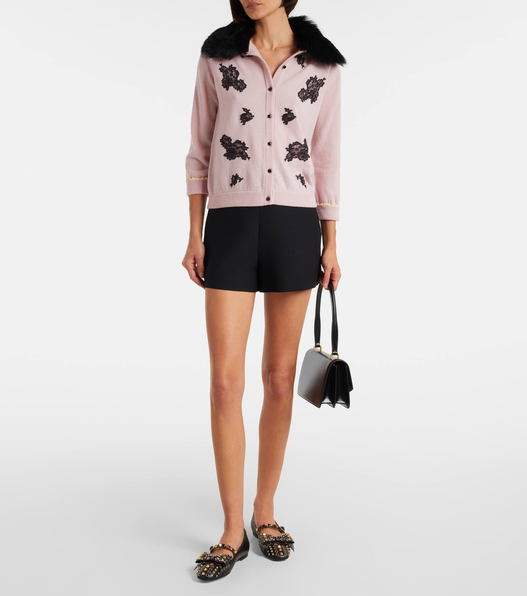 Shearling-trimmed virgin wool cardigan - 2