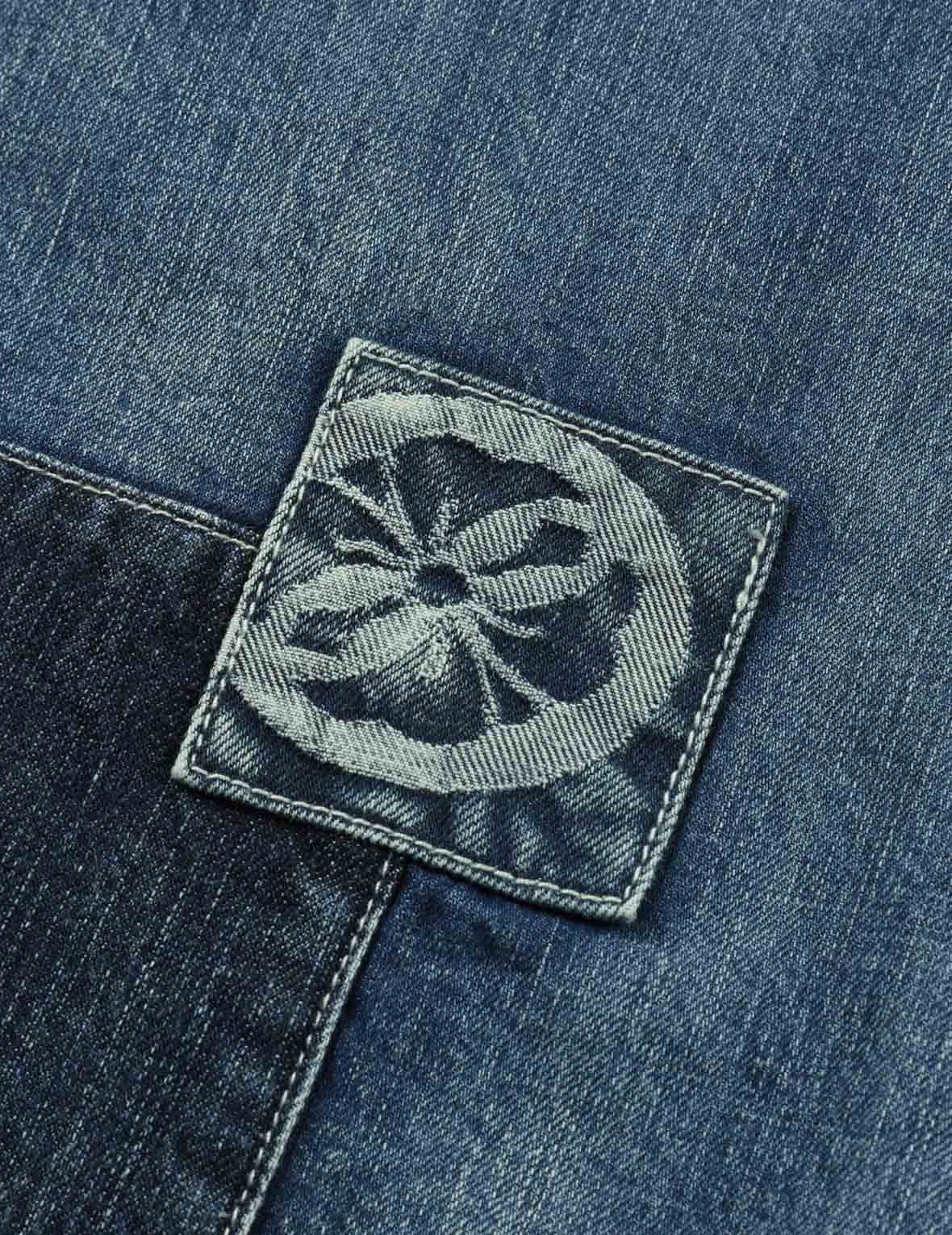 SEAGULL PRINT AND MULTI-PATCHES LOOSE FIT DENIM SHIRT - 9