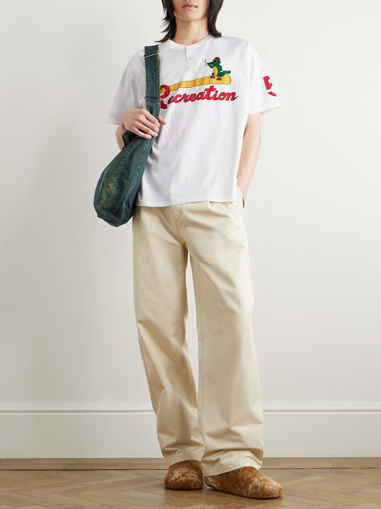 Printed Cotton-Jersey Henley T-Shirt - 2